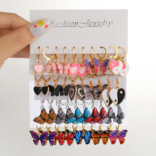 Metal Butterfly Heart Earring Set (4 options)