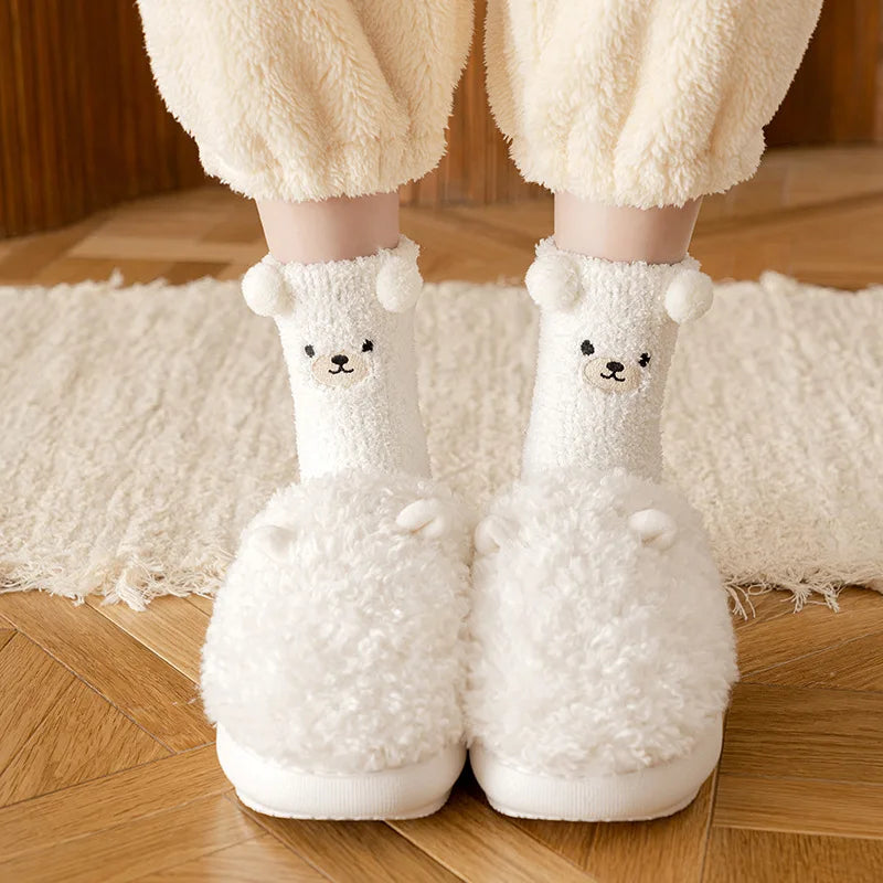 Adorable Teddy Bear Fuzzy Socks (6 colors)