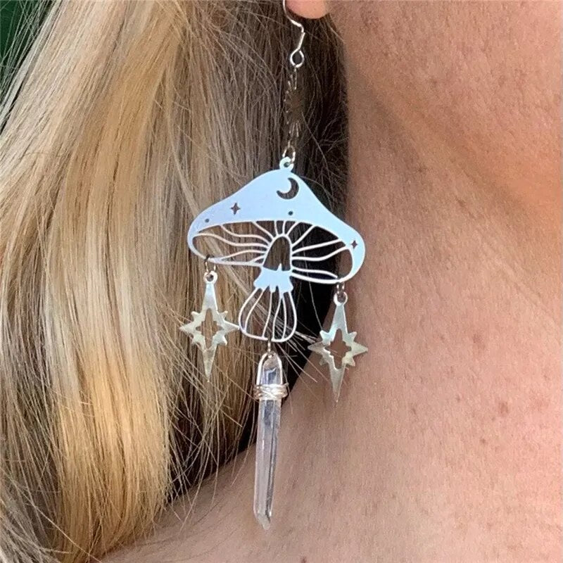 Mushroom & Crystal Earrings