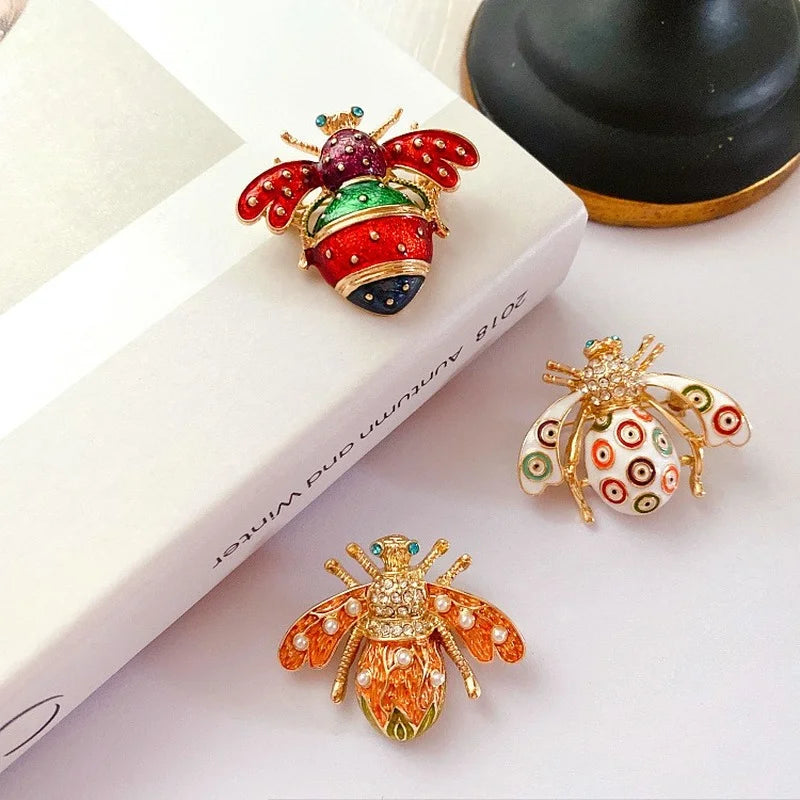 Colorful Enamel Bug Brooches