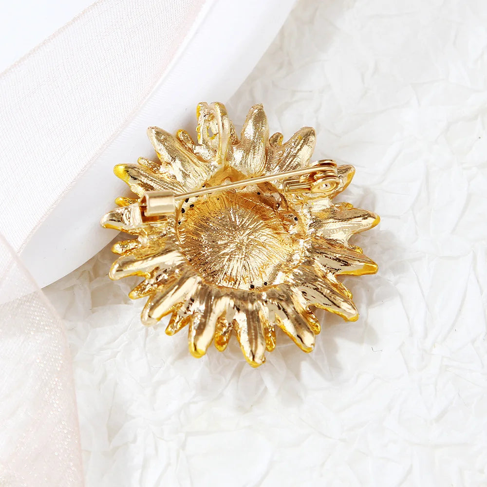 Luxury Vintage Rhinestone Sunflower Brooch