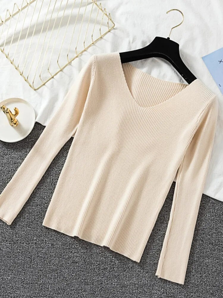 Long Sleeve V-neck Top (12 colors)