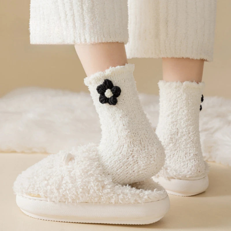 Pretty B&W Fuzzy Socks (6 styles)