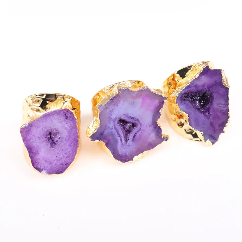 Natural Geode Stone Rings