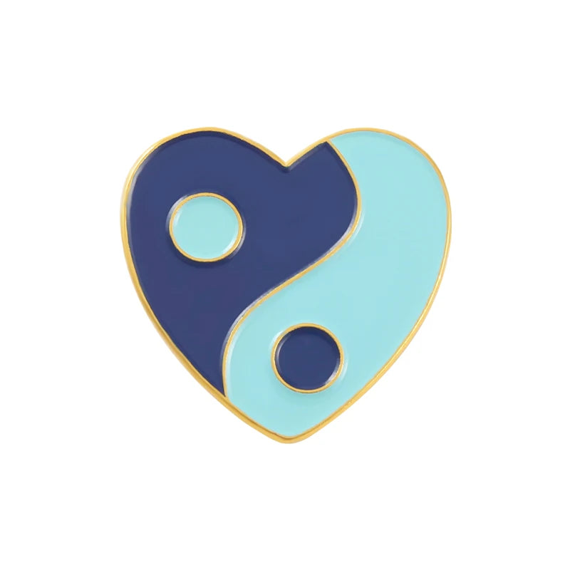 Yin Yang Love Heart Brooch