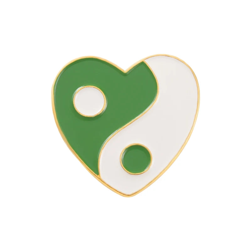 Yin Yang Love Heart Brooch