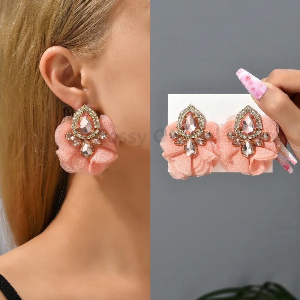 Rhinestone Flower Earrings (28 styles)