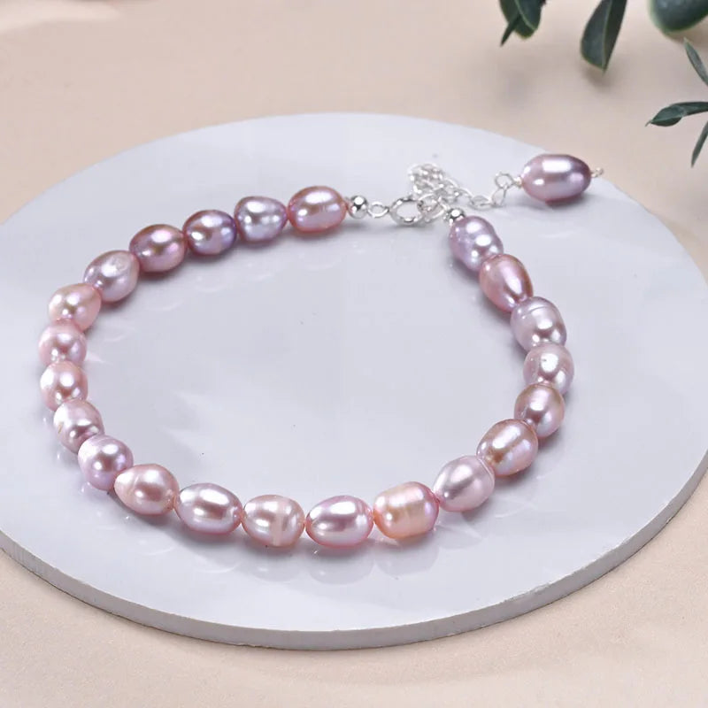 Natural Freshwater Pearls Rice Shape Multicolored Bracelets