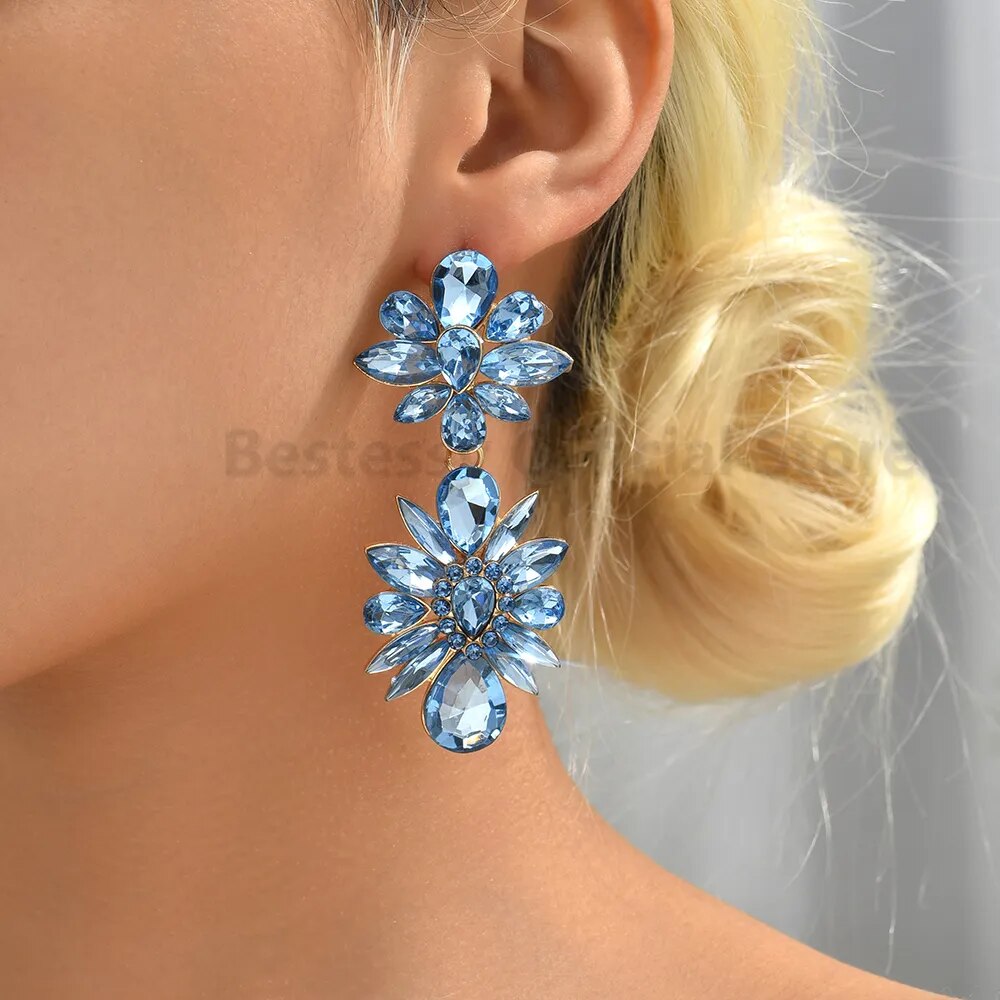 Crystal Flowers Earrings (8 colors)