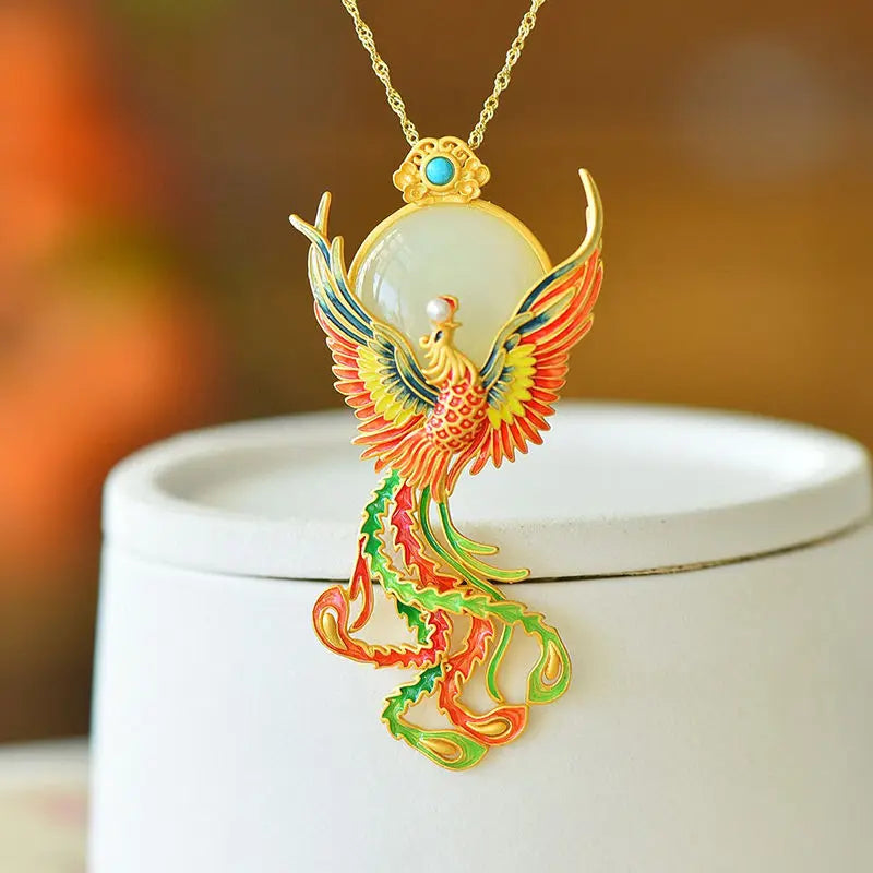 Colorful Enamel Phoenix Brooch