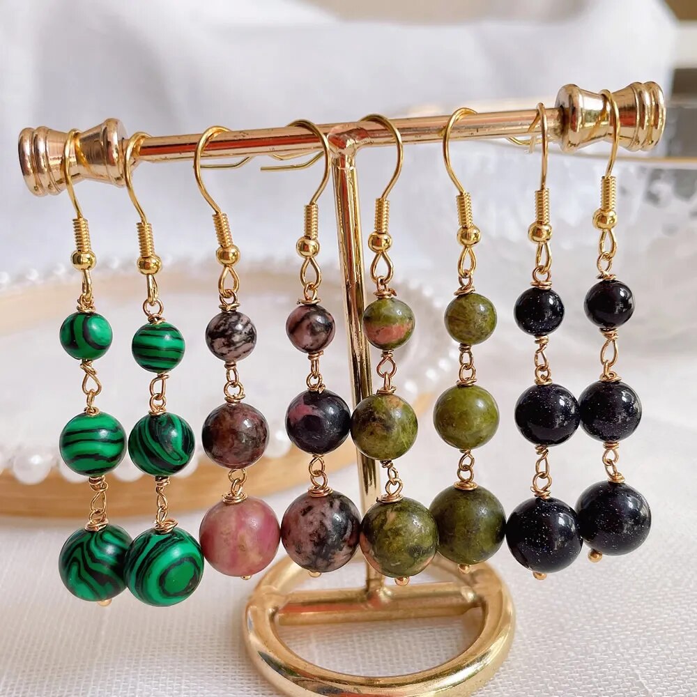 Natural Crystal Beads Earrings (9 colors)