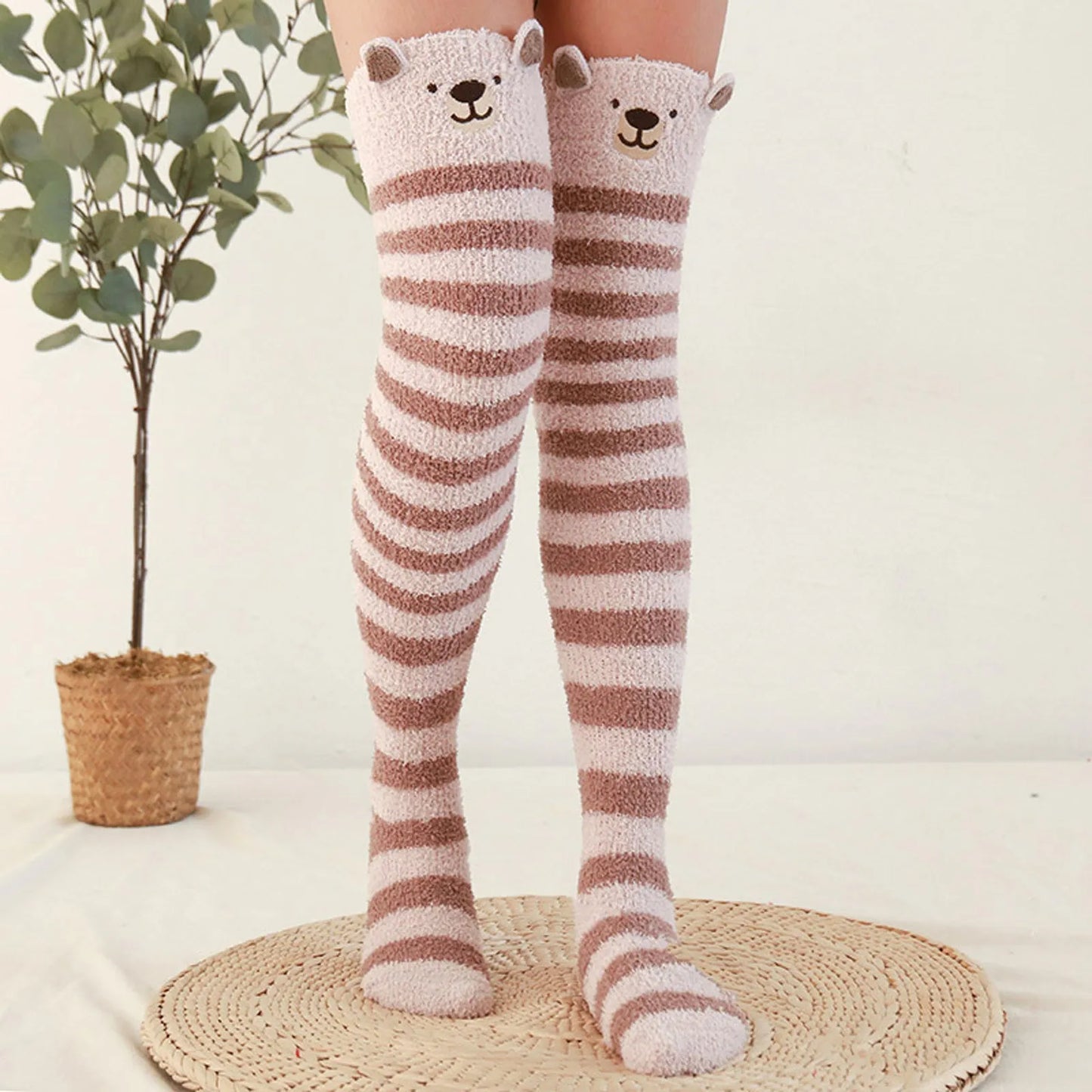 Cute Striped Fuzzy Stockings (4 Options)