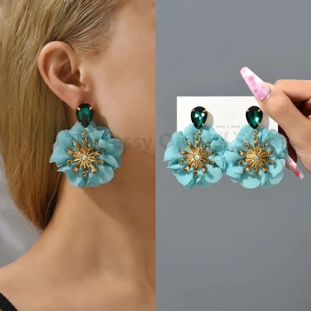 Rhinestone Flower Earrings (28 styles)