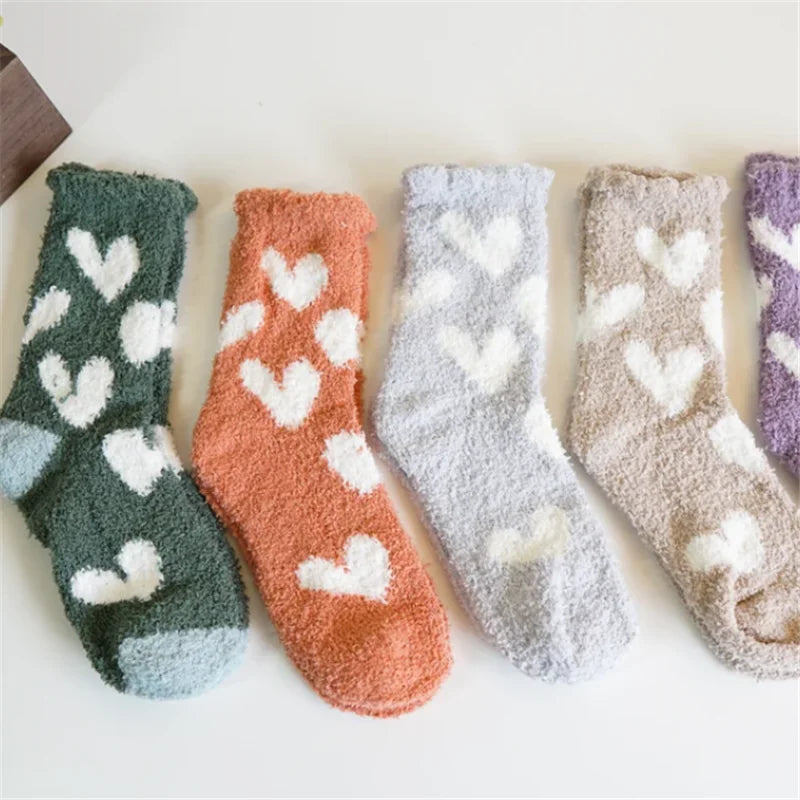 Cute Fuzzy Heart Socks