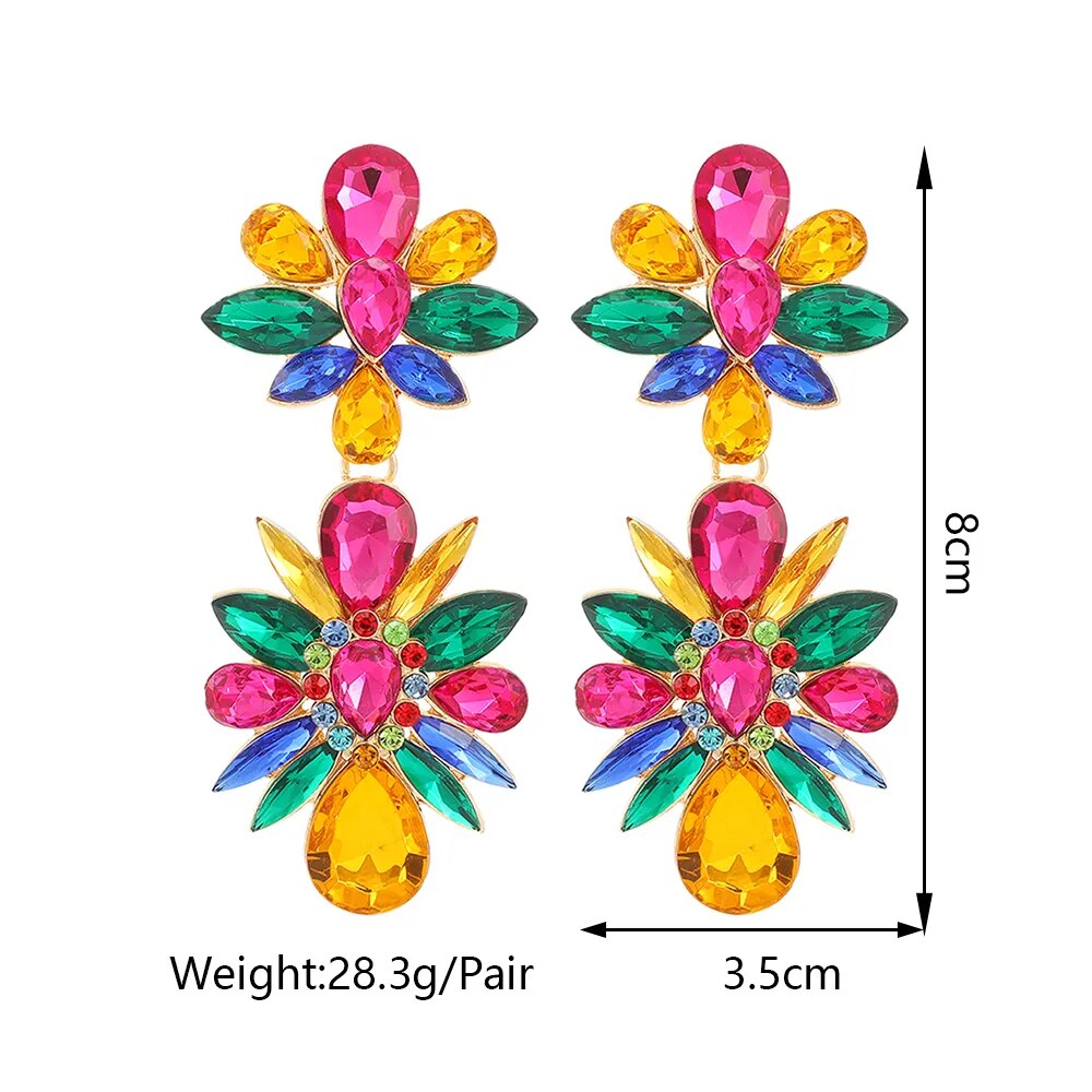 Crystal Flowers Earrings (8 colors)