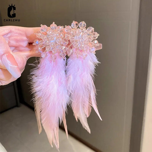 Pink Feather Earrings