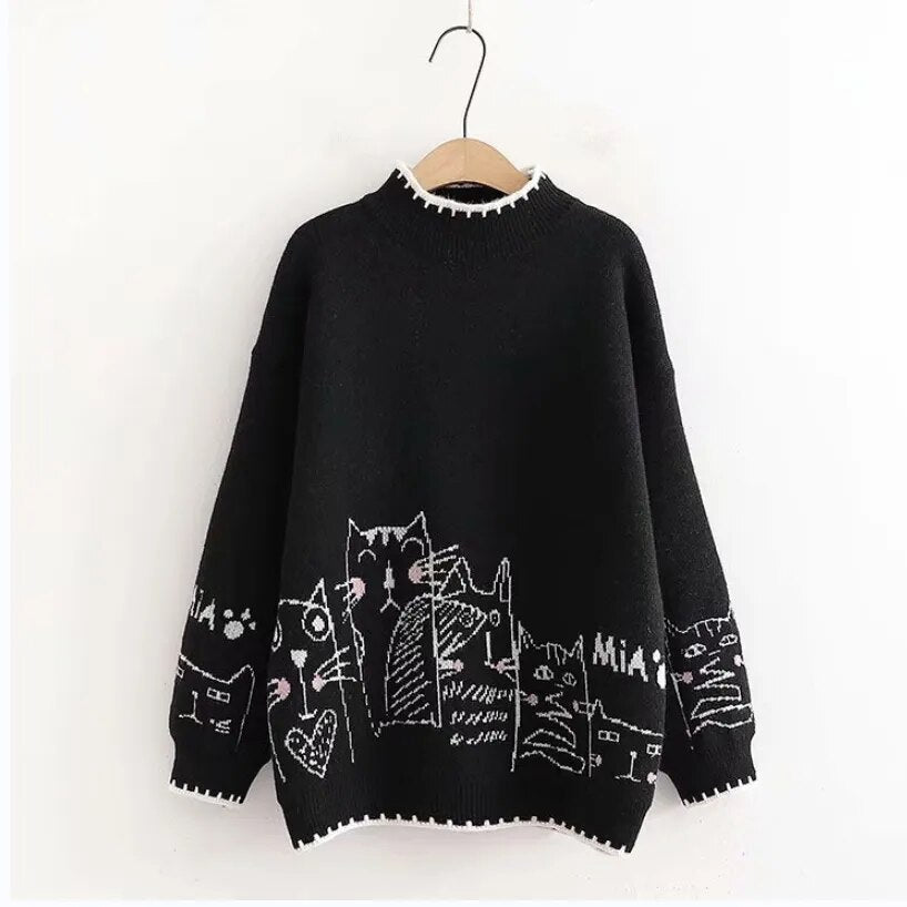 Cartoon Cats Sweater (3 colors)