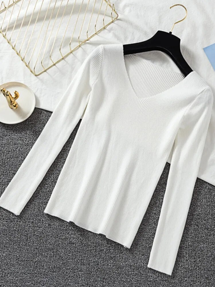 Long Sleeve V-neck Top (12 colors)