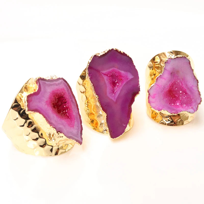 Natural Geode Stone Rings