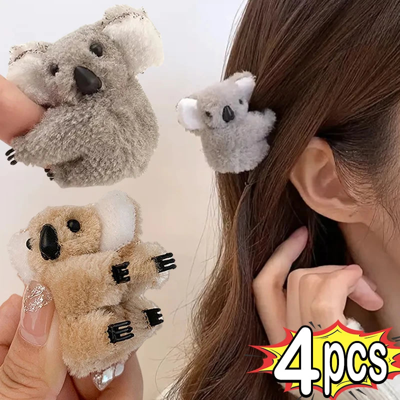 Plush Koala Bear Hair Claw Clips