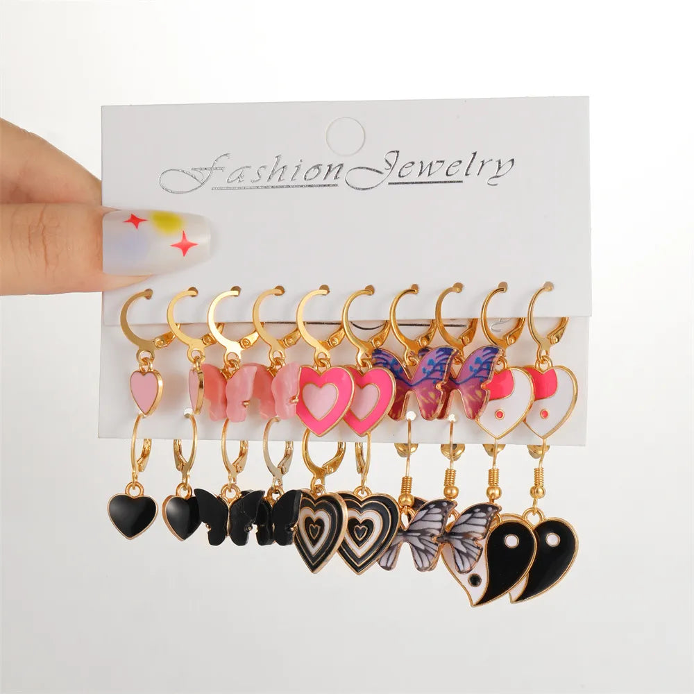 Metal Butterfly Heart Earring Set (4 options)