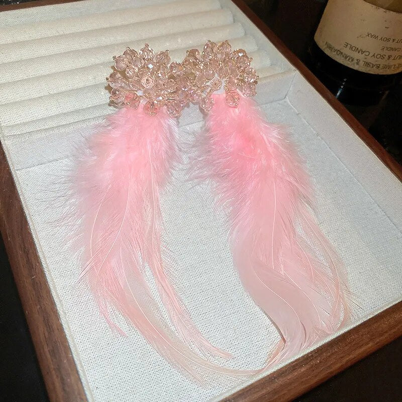 Pink Feather Earrings