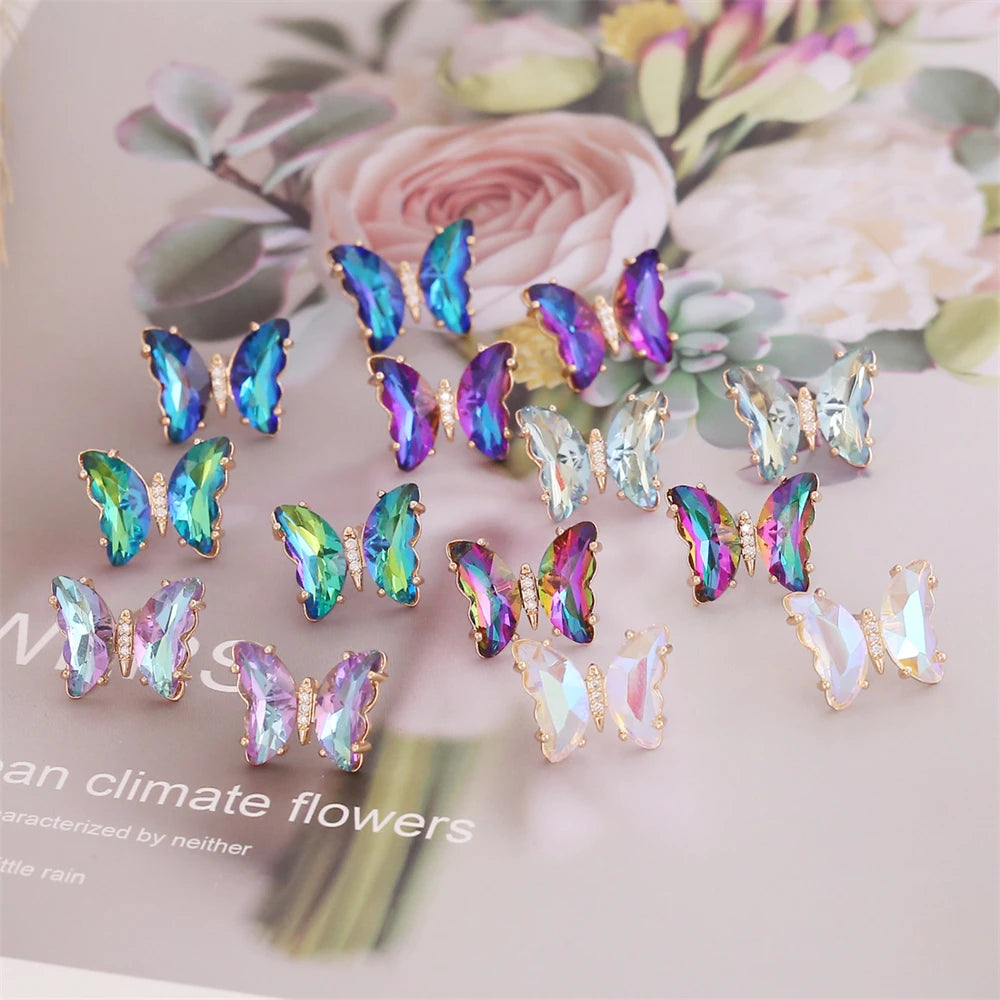 Colorful Crystal Butterfly Earrings