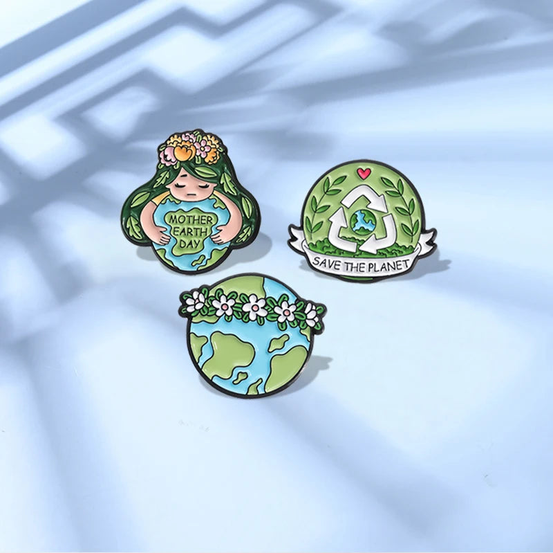 SAVE THE EARTH Enamel Pins Brooches 