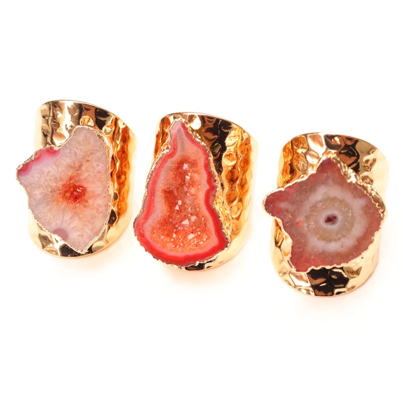 Natural Geode Stone Rings