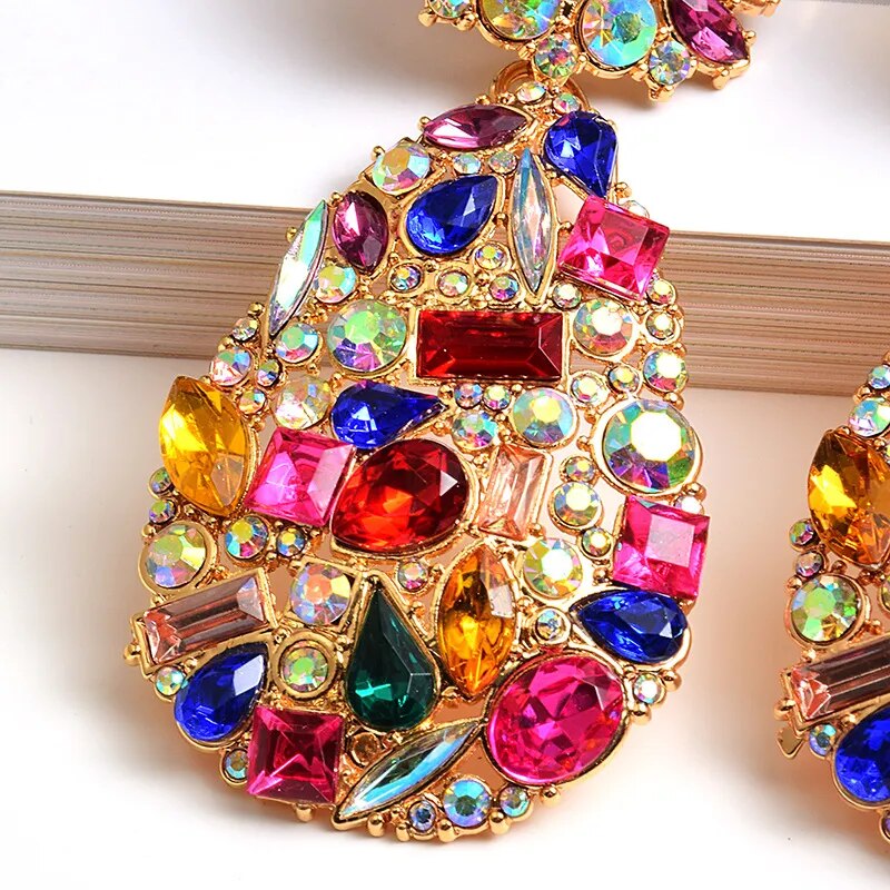 Colorful Crystals Drop Earrings (9 colors)