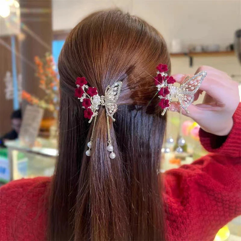 Exquisite Rhinestone Butterfly Hair Clips