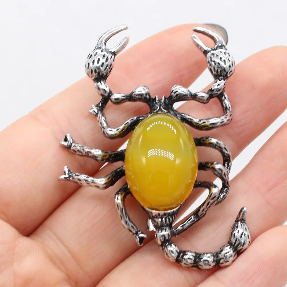 Natural Stone Crystal Scorpion Brooch