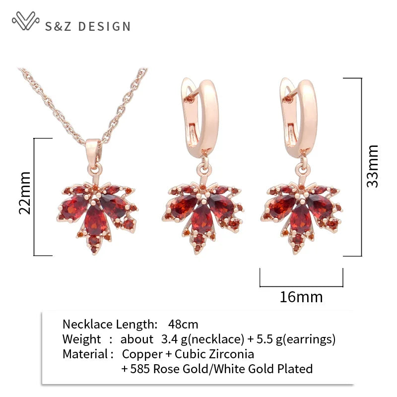 Red Maple Leaf Jewelry Set