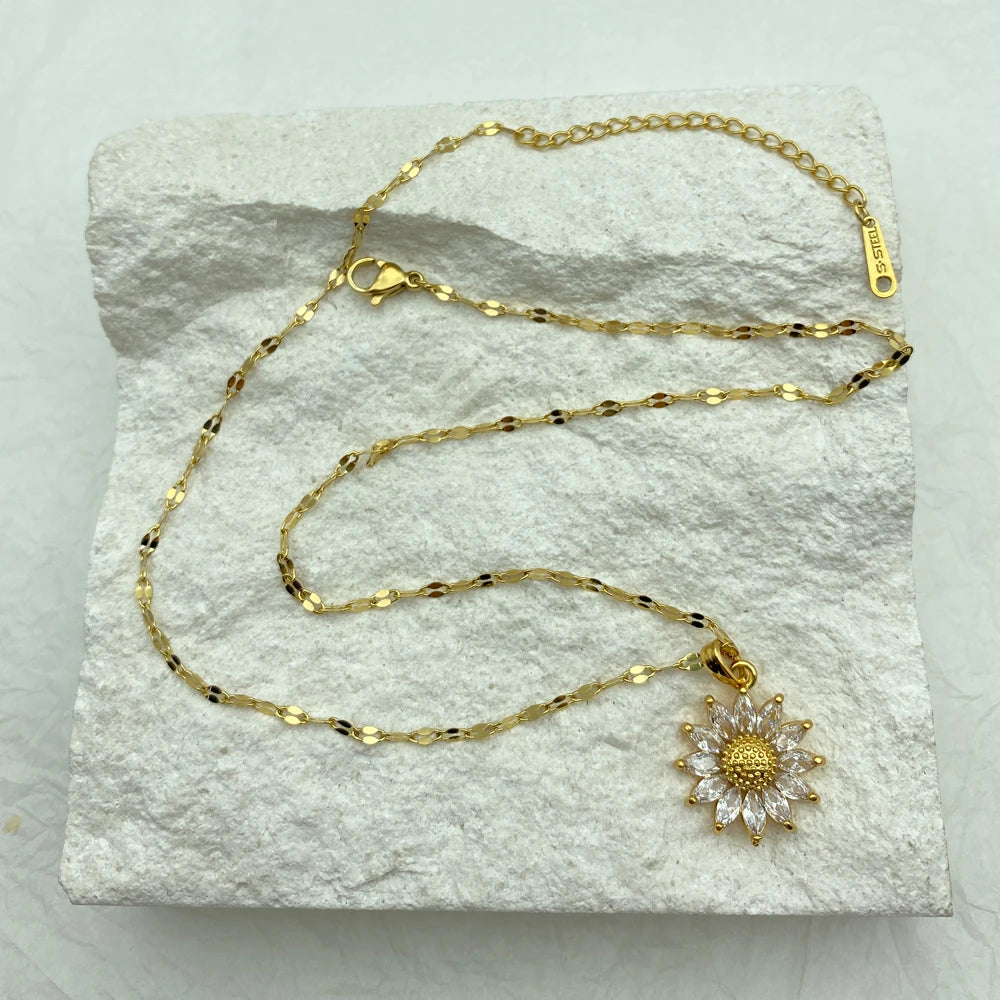 Gold Plated Sunflower Necklace