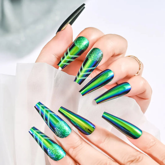 120Pcs Holographic/Metallic Press On Nails (9 styles)