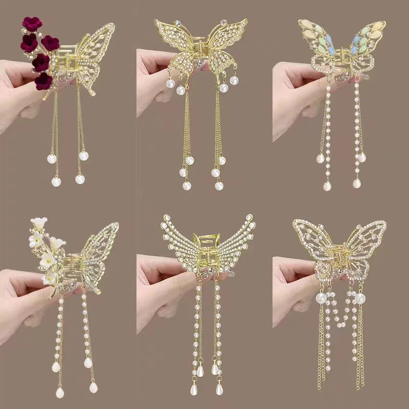 Exquisite Rhinestone Butterfly Hair Clips