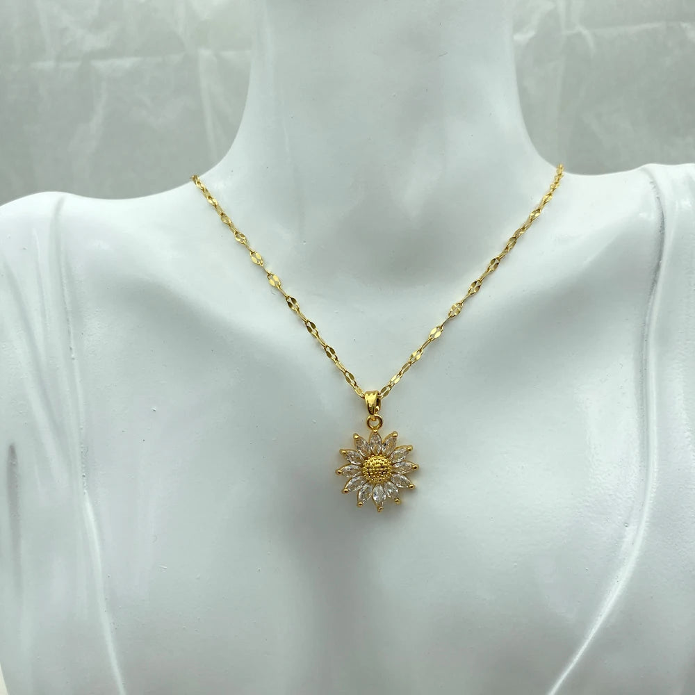 Gold Plated Sunflower Necklace