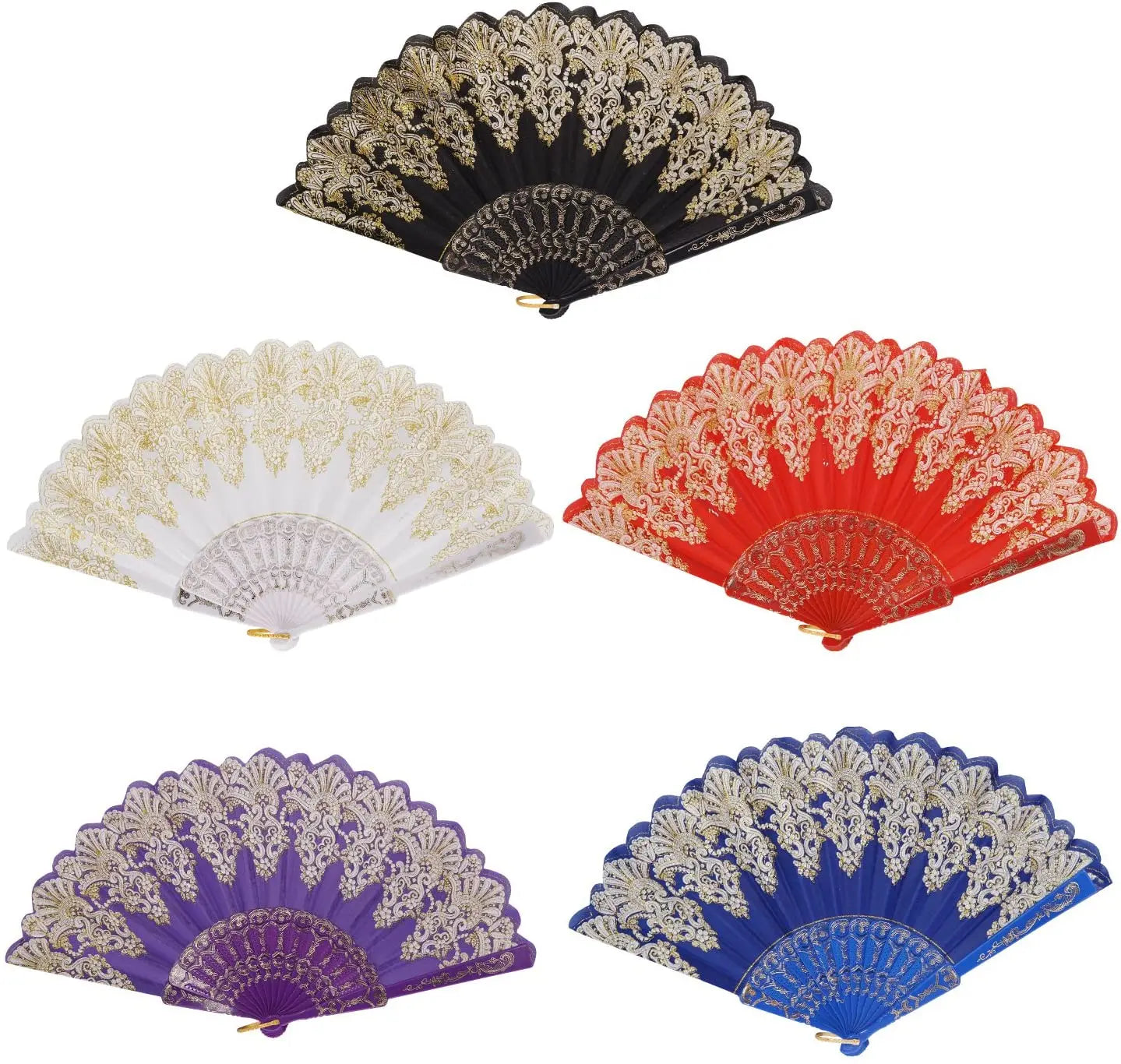 Gold Detailed Hand Fan (9 colors)