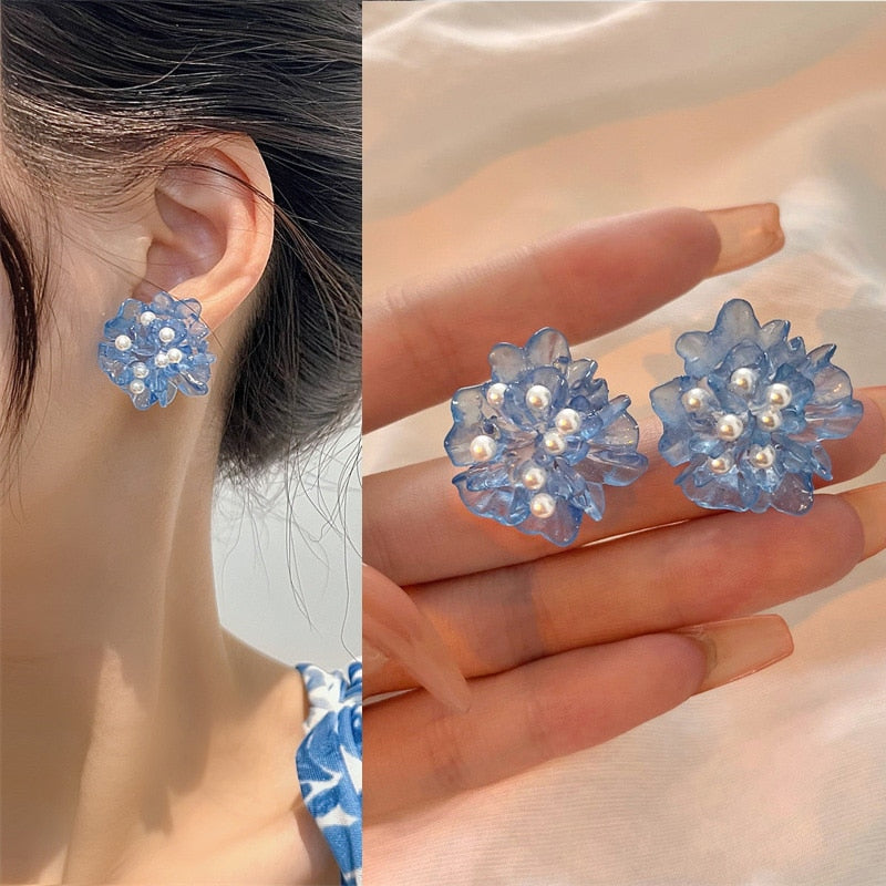 Resin Flower Drop Earrings (34 styles)