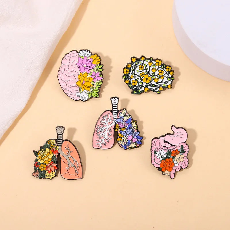 Enamel Flower Organs Brooches