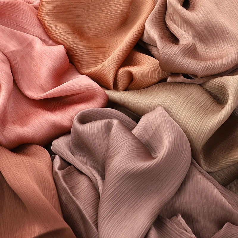 Crinkled Satin Silk Scarf