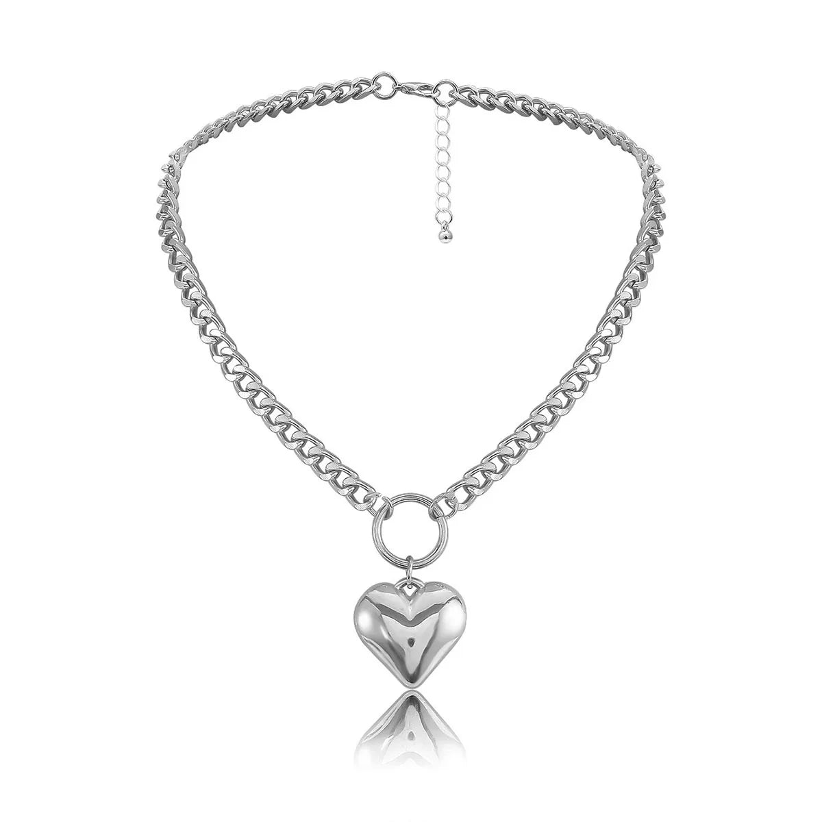 CLEARANCE! Exaggerated Big Heart Pendant and Chain Necklace (Silver/Gold)