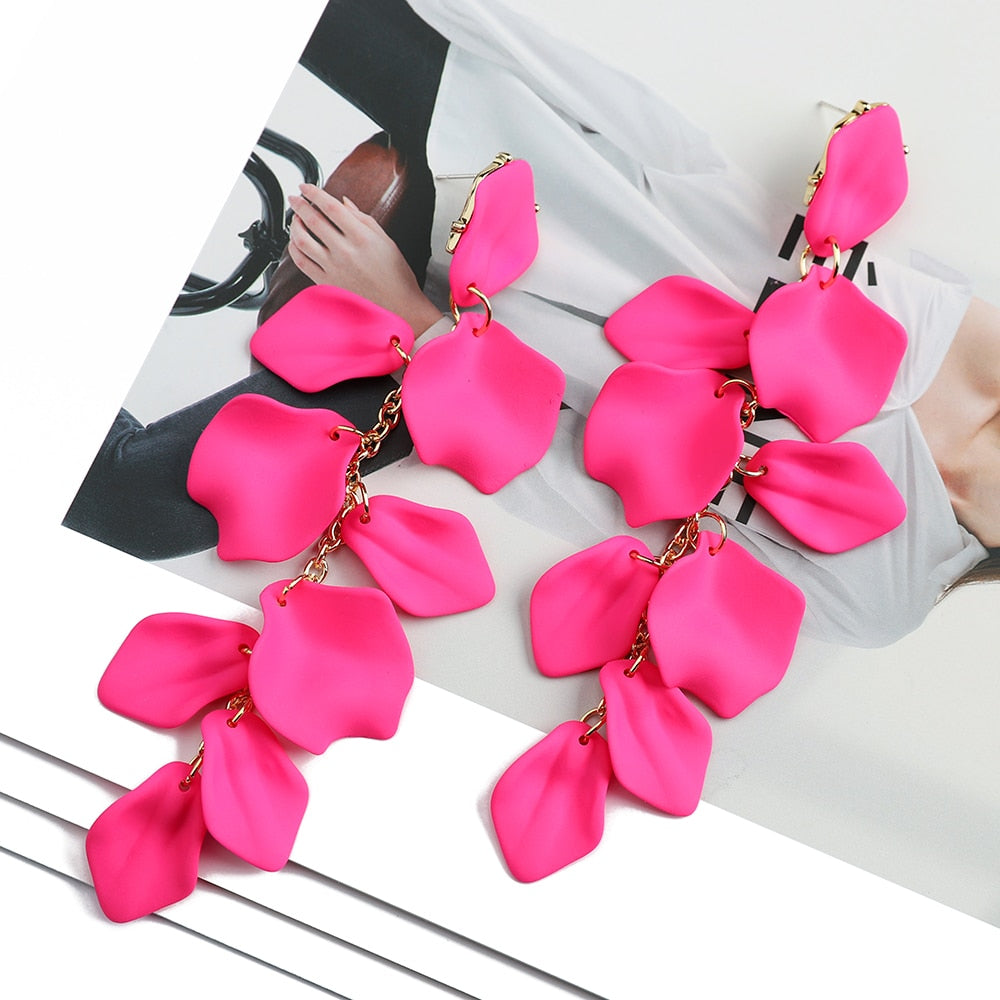 Long/Short Acrylic Flower Petals Dangle Earrings (40 Styles)