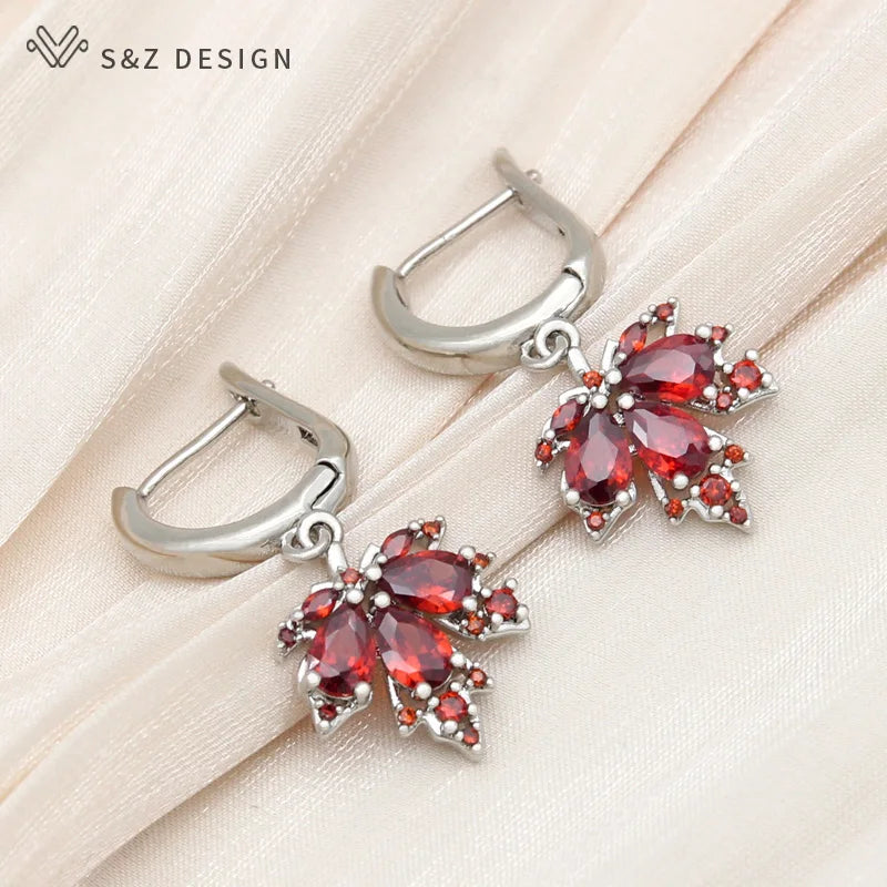 Red Maple Leaf Jewelry Set