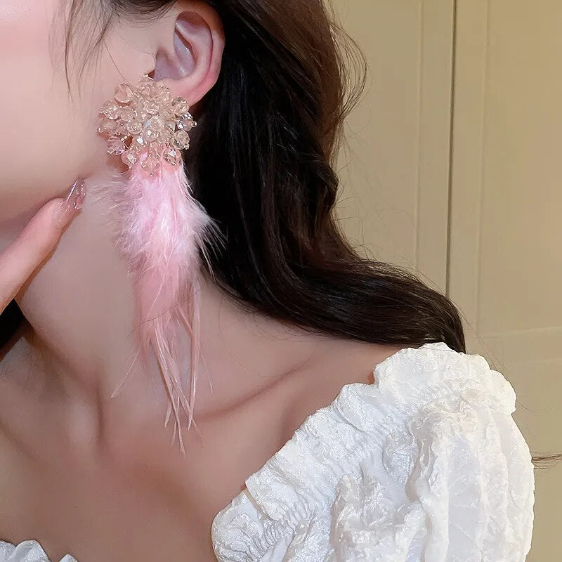 Pink Feather Earrings