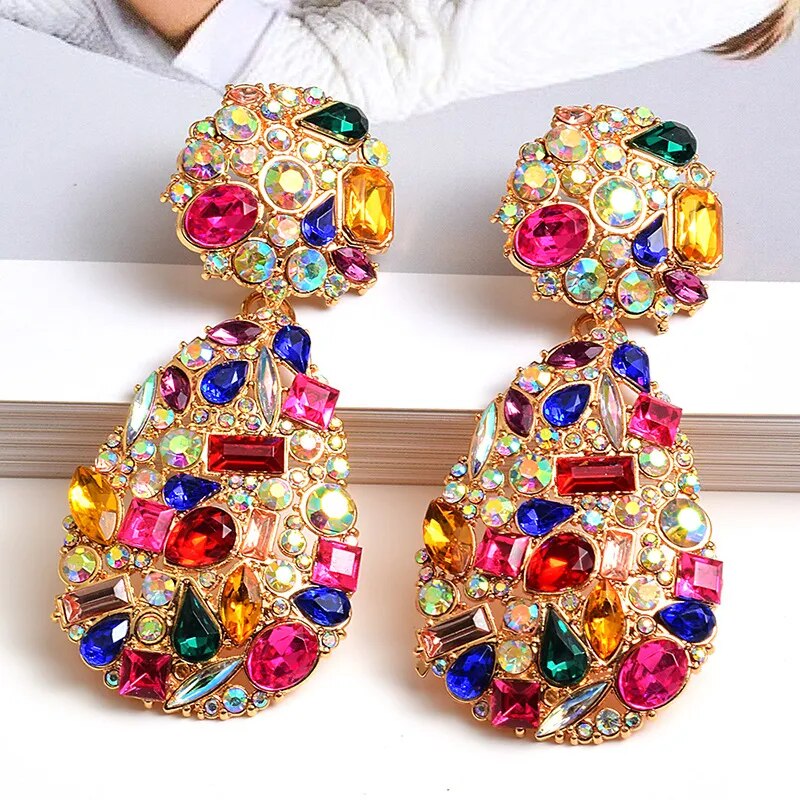 Colorful Crystals Drop Earrings (9 colors)