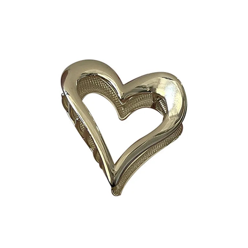 Metal Heart Hair Claw Clip (Silver/Gold)