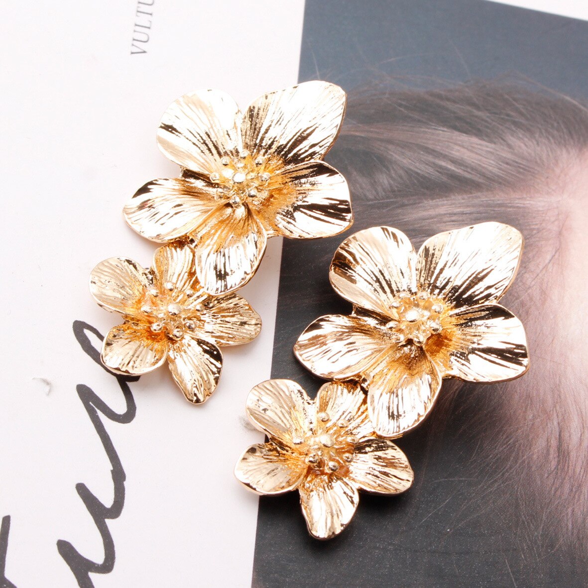 Double Layer Flower Drop Petal Earrings (9 colors)