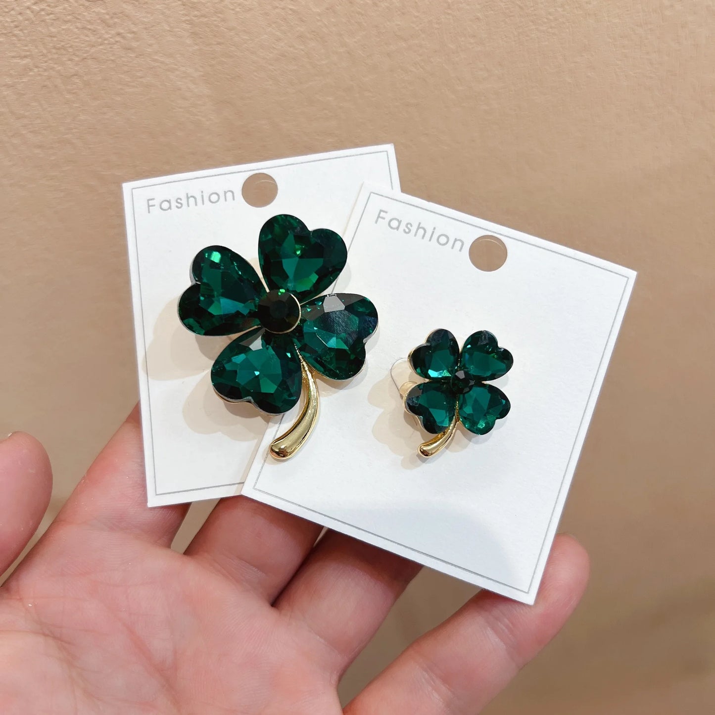 Luxury Green Clover Pin Brooch