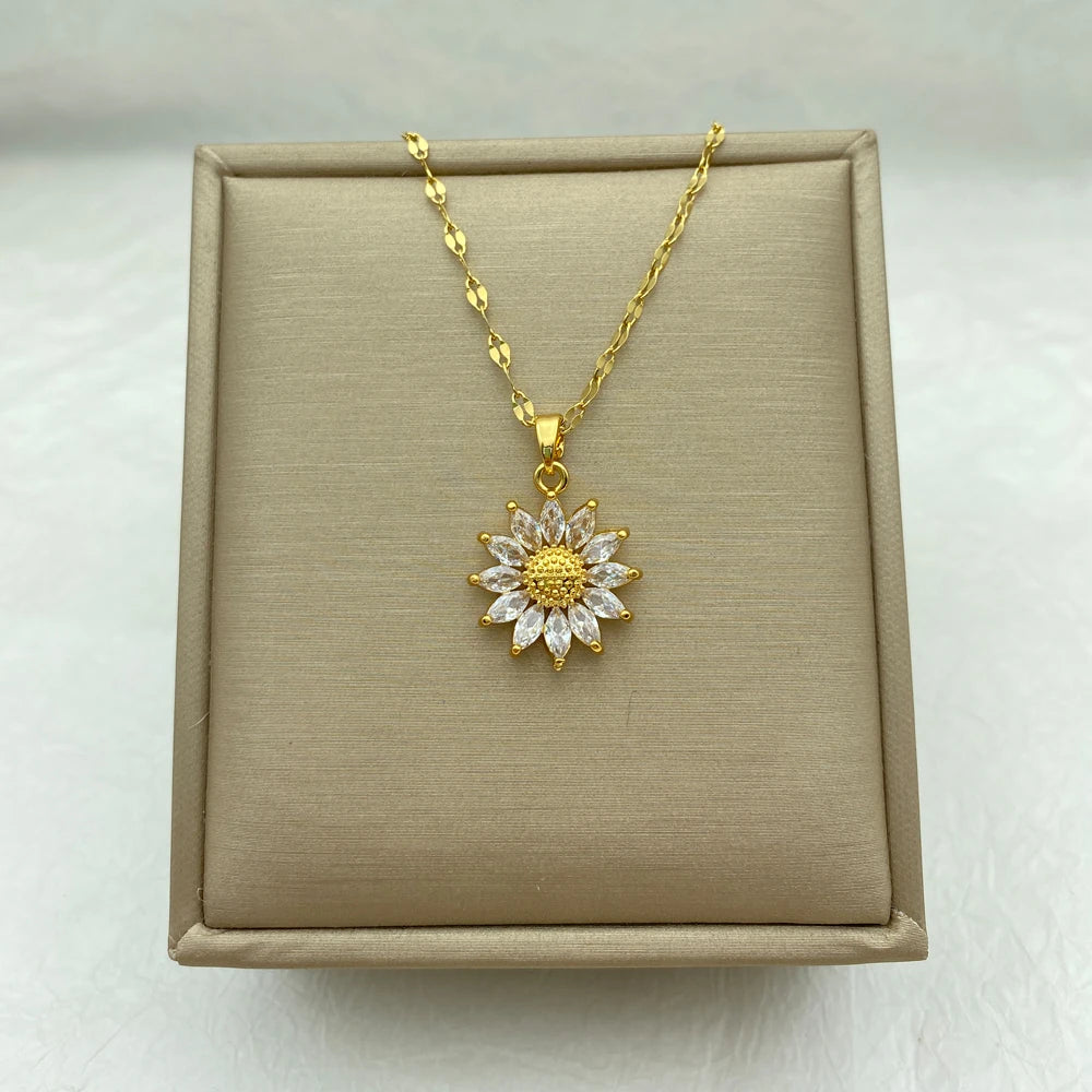 Gold Plated Sunflower Necklace